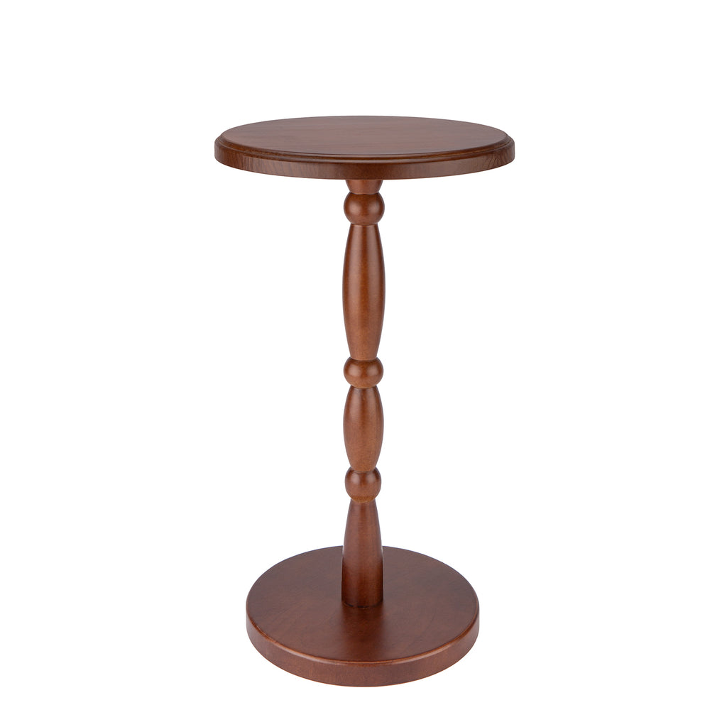Walnut Brown Solid Wood Pedestal Drink Table