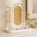 Gold-Tone Jewelry Organizer Stand with White Tray
