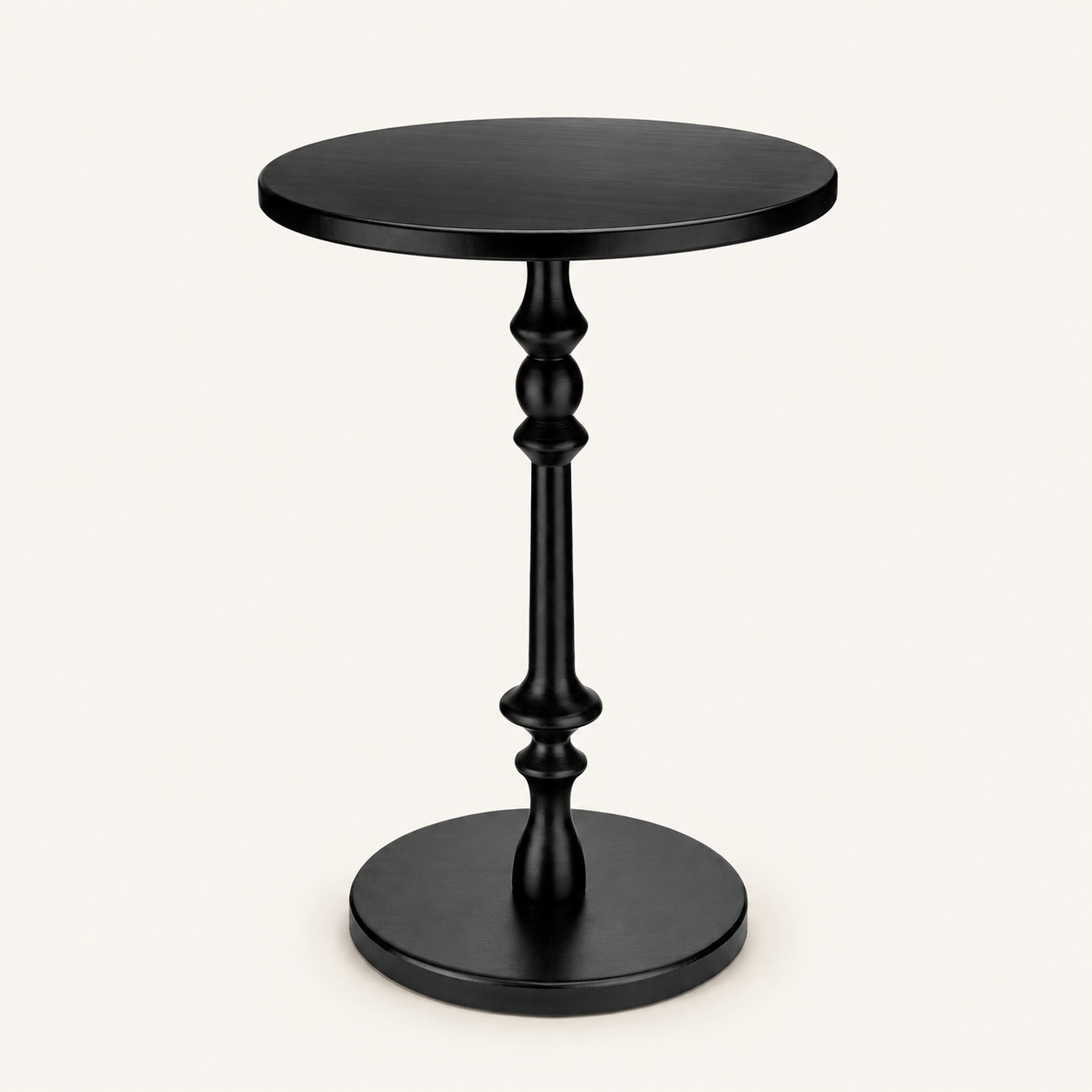 Black Turned Pedestal Accent Side Table
