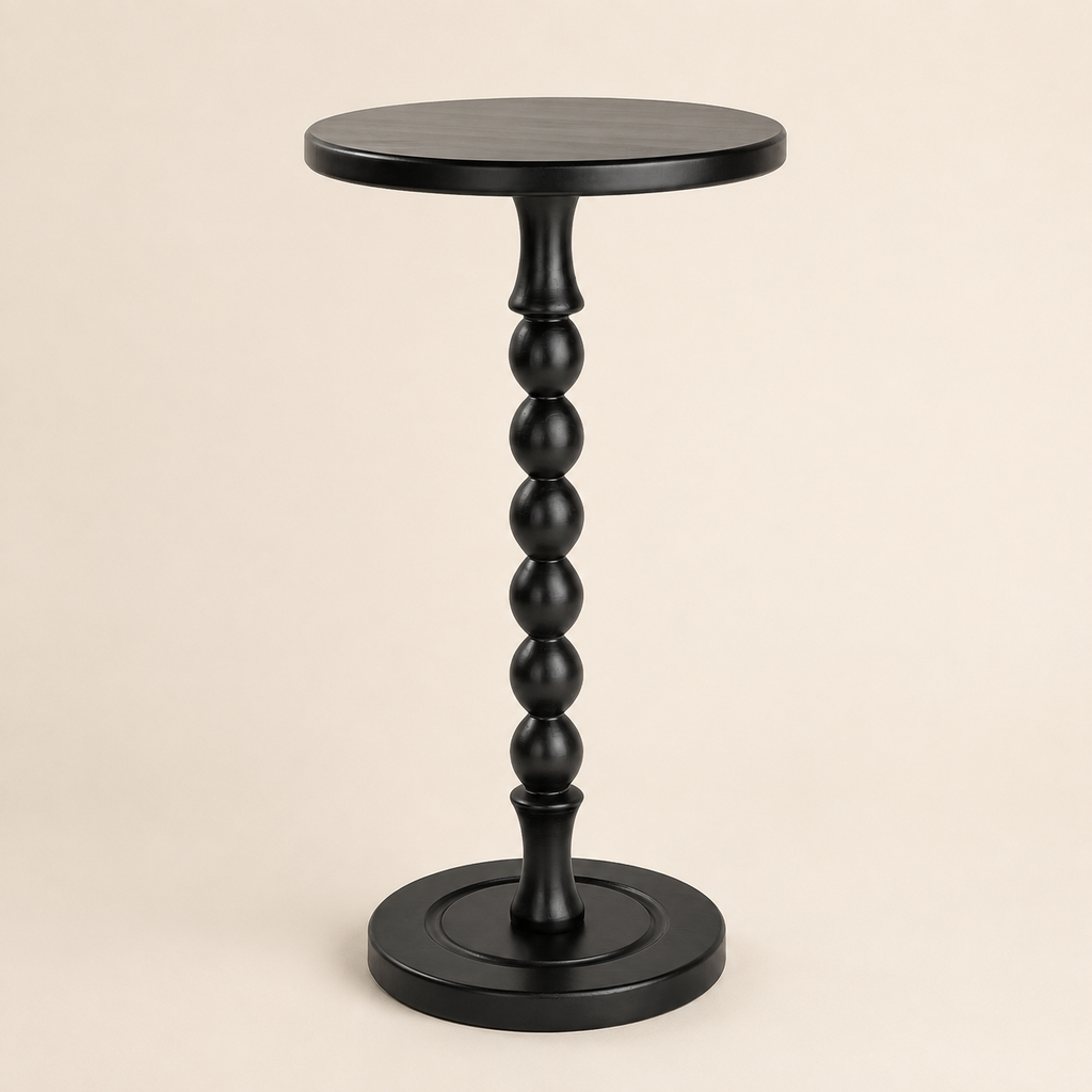 Black Beaded Pedestal Drink Table