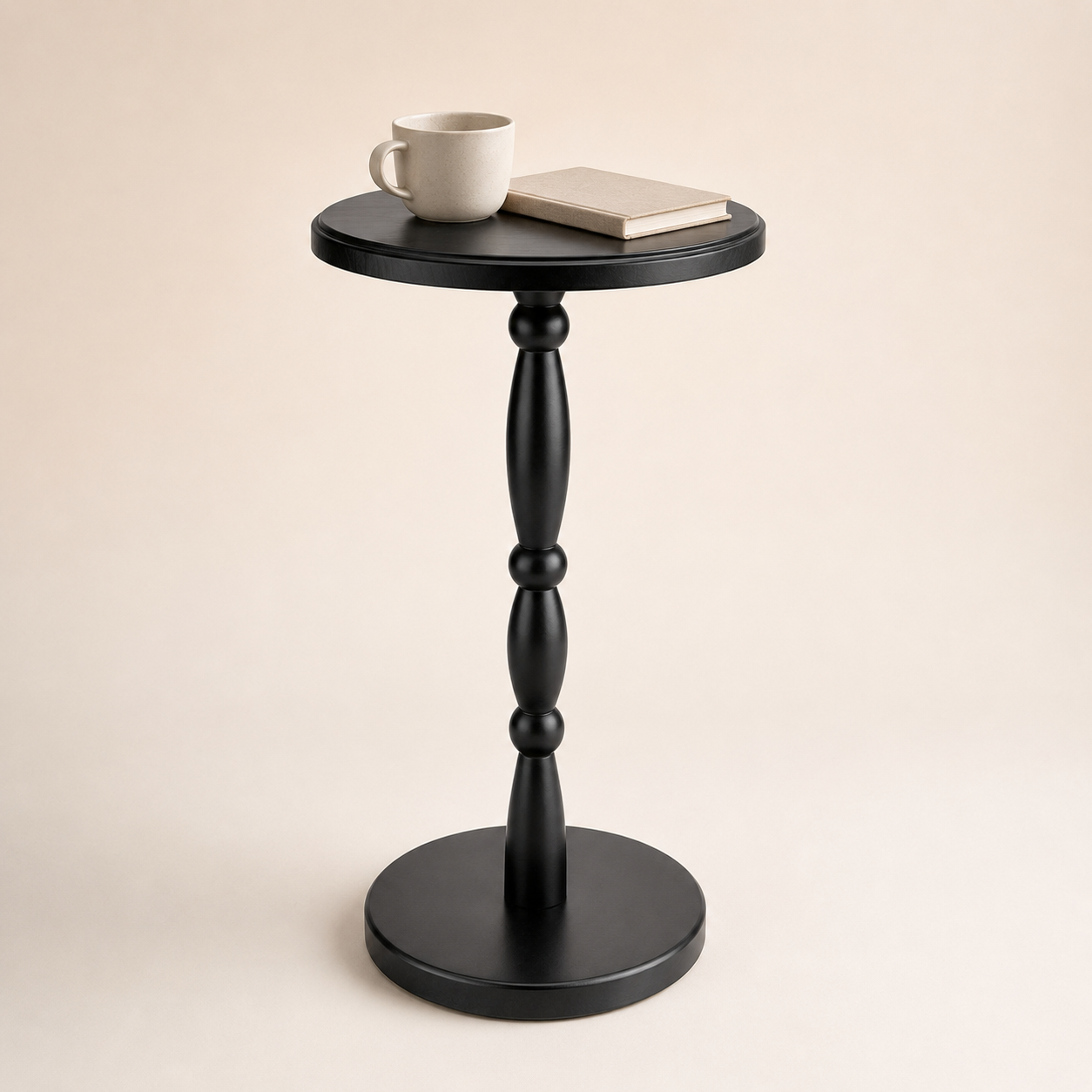 Black Turned Pedestal Drink Table