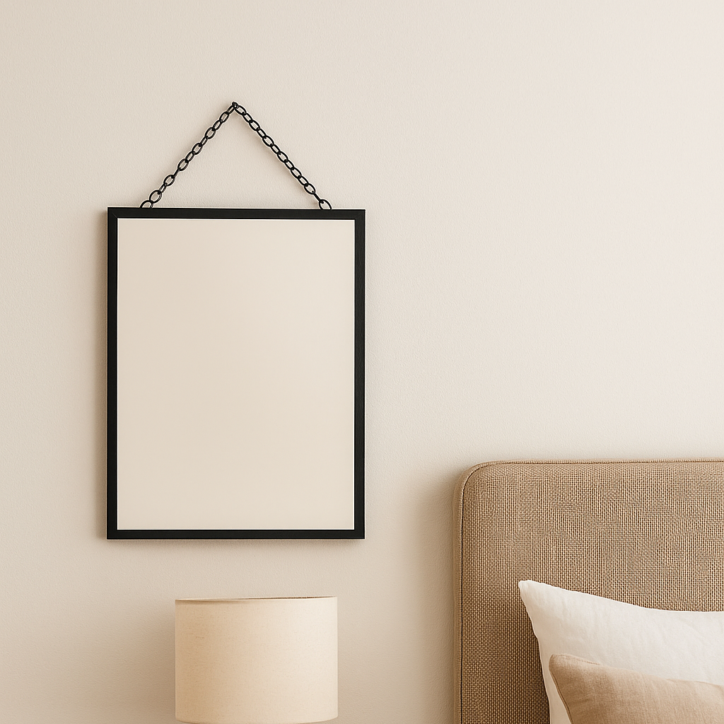 Small Black Iron Hanging Mirror Modern Wall Entry Mirror with Chain