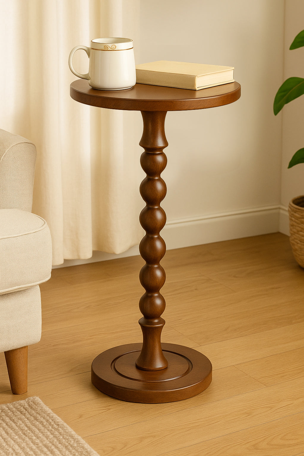 Elegant Solid Wood Accent Side Table