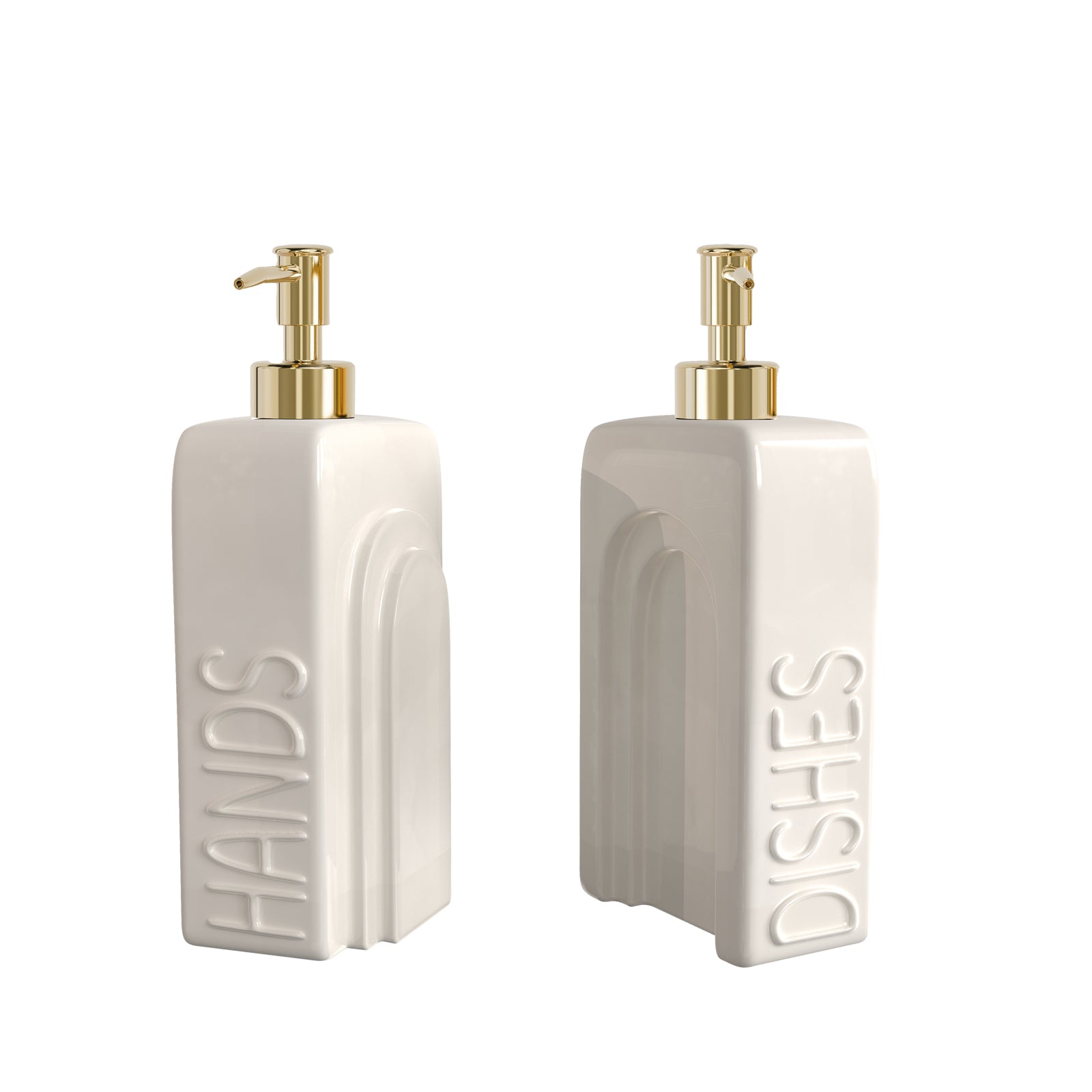 Ceramic Soap Dispenser Set Ivory White