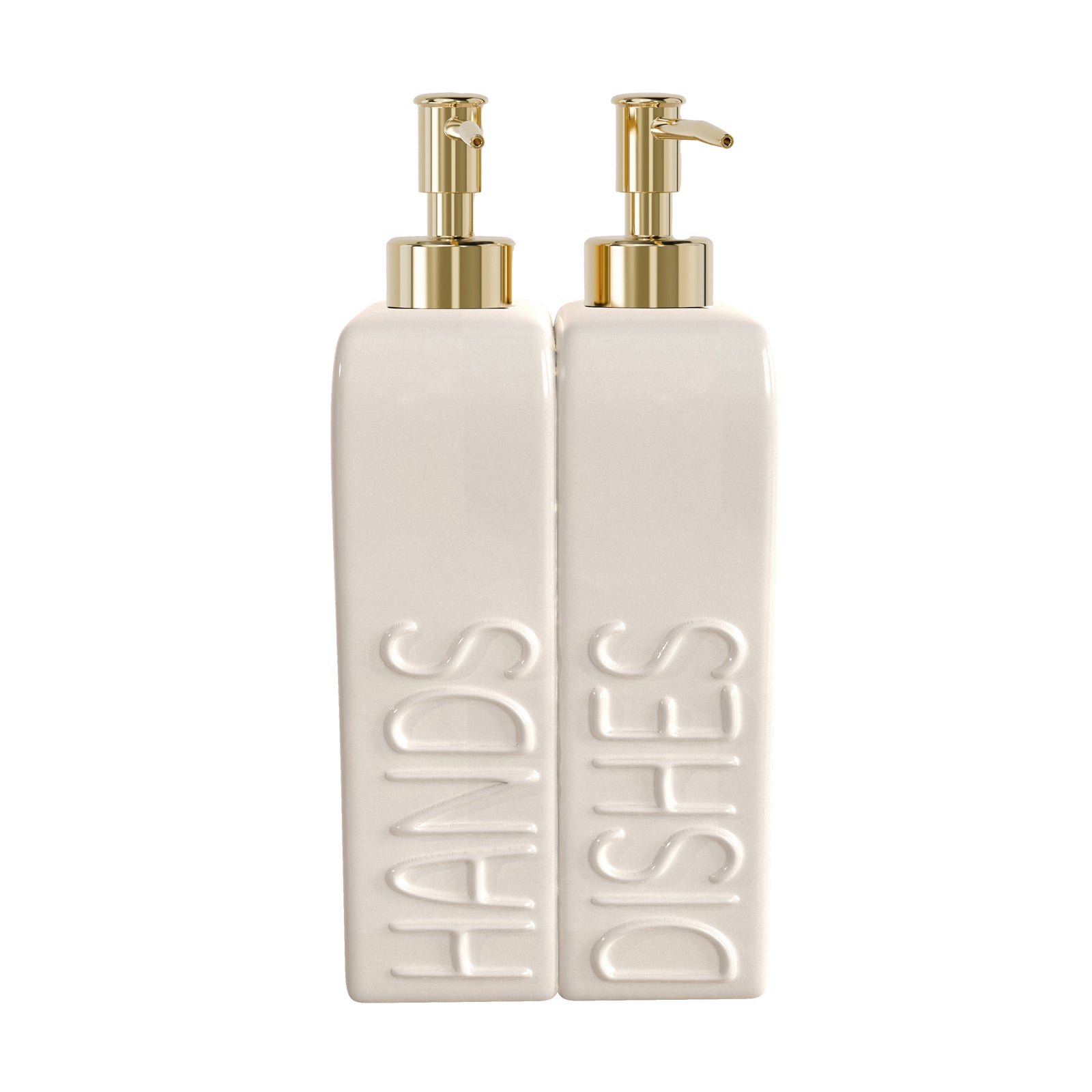 Ceramic Soap Dispenser Set Ivory White