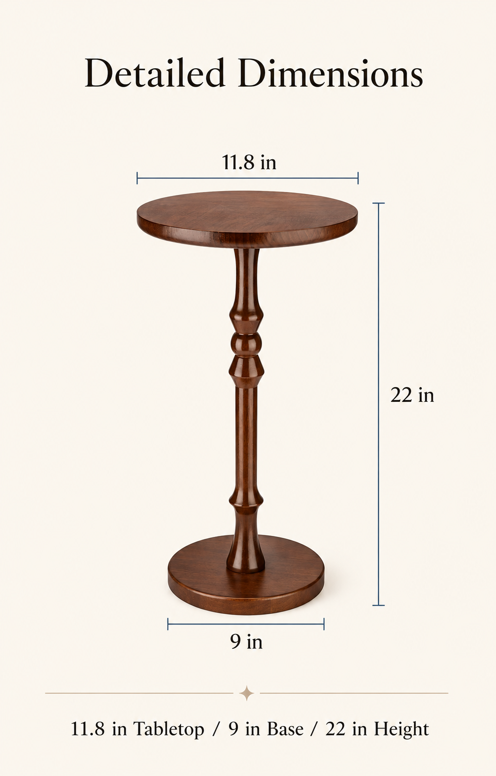 Walnut Brown Turned Pedestal Drink Table