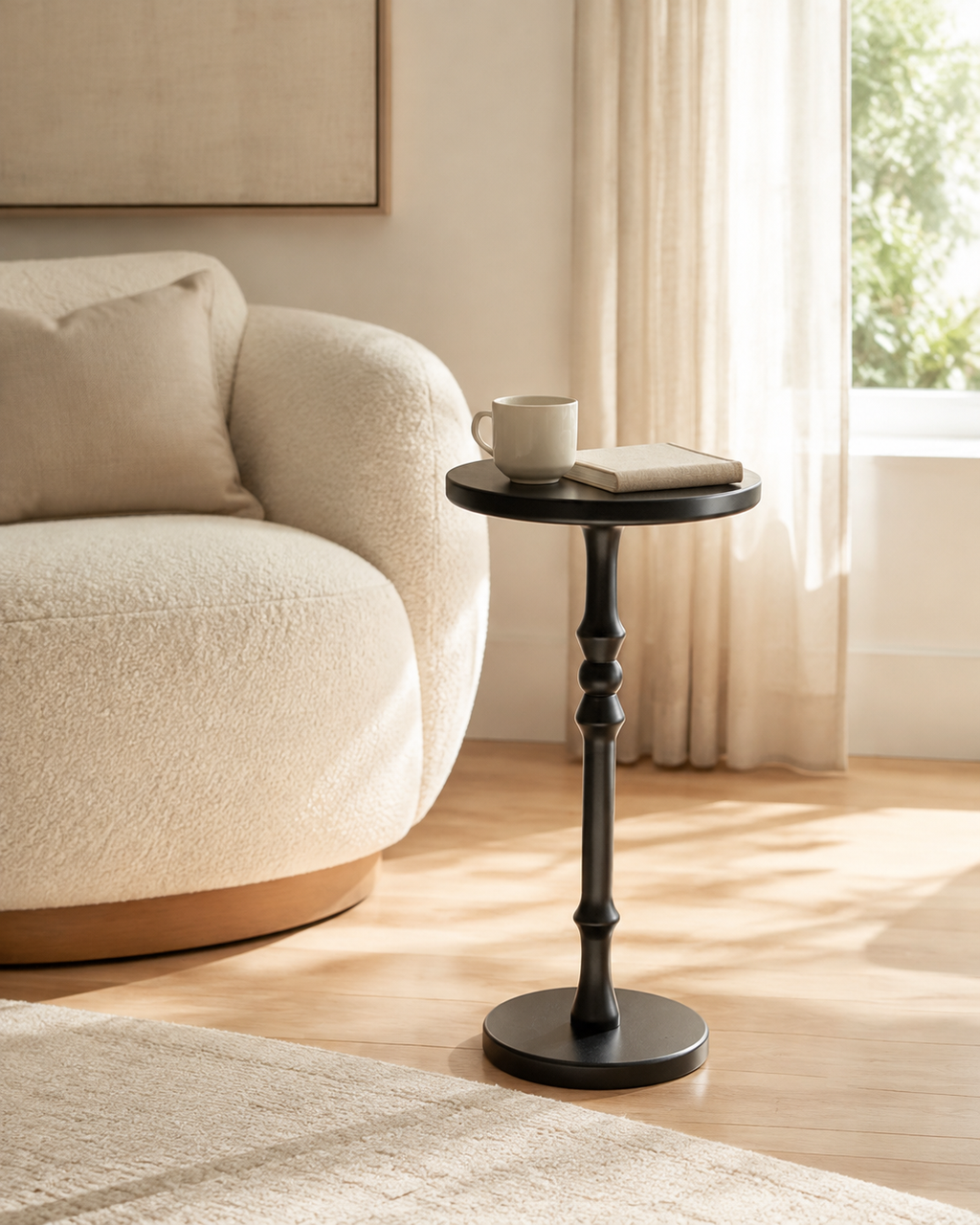 Black Turned Pedestal Drink Table