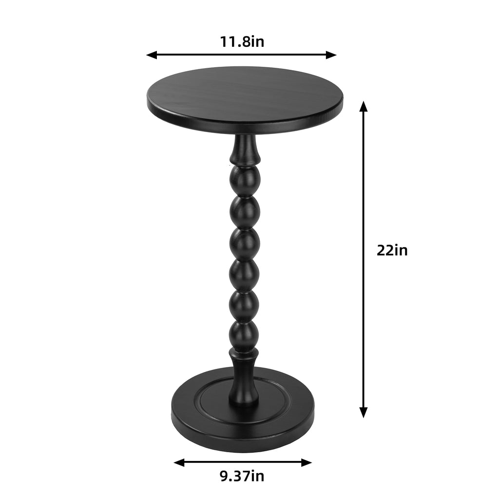 Solid oak wood black accent table