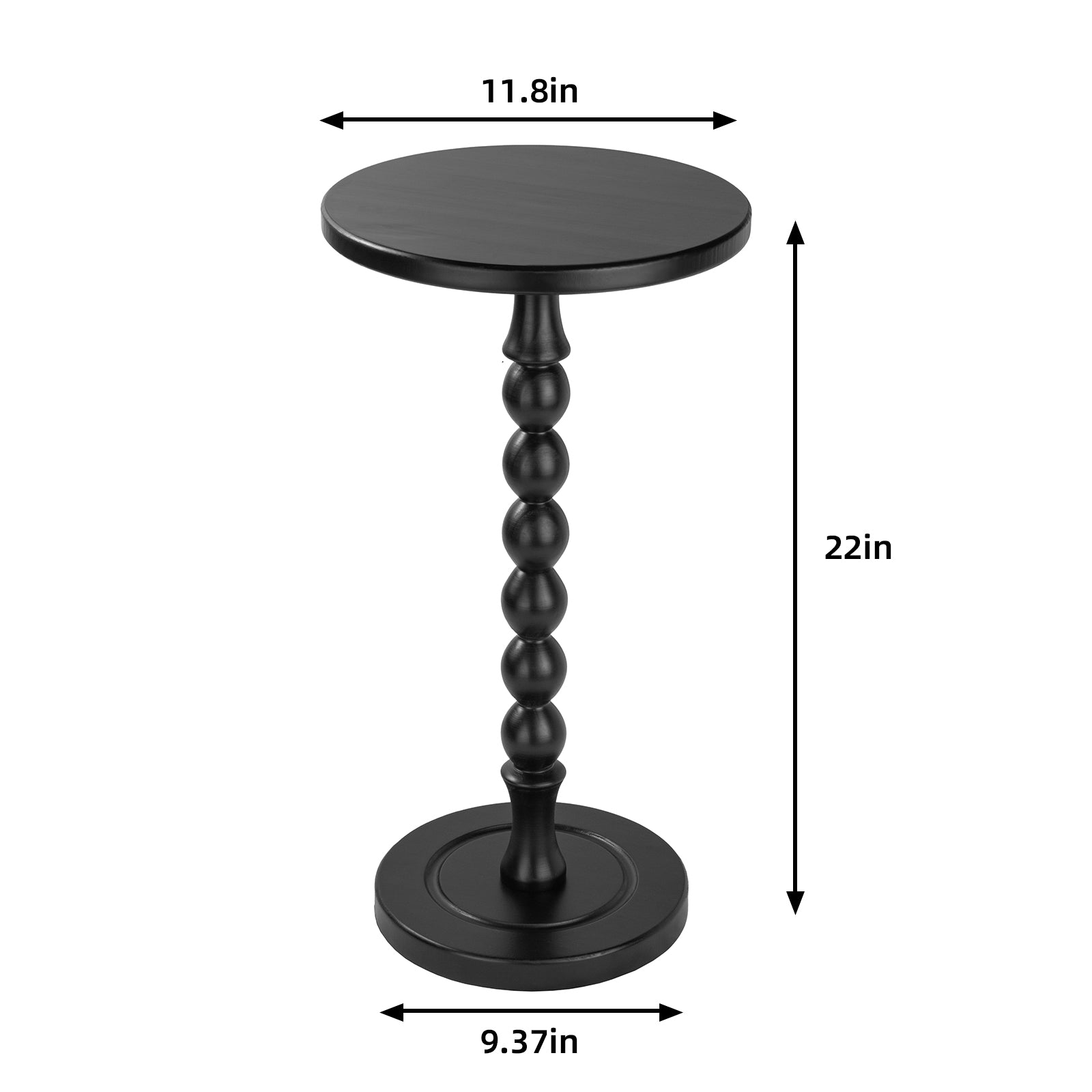 Solid oak wood black accent table