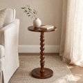 Walnut Brown Beaded Pedestal Drink Table