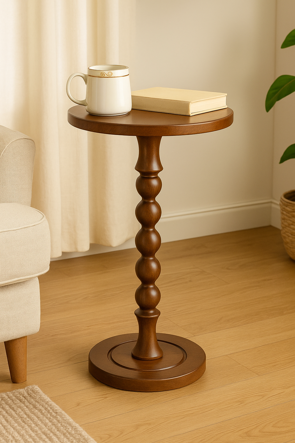 Elegant Solid Wood Accent Side Table