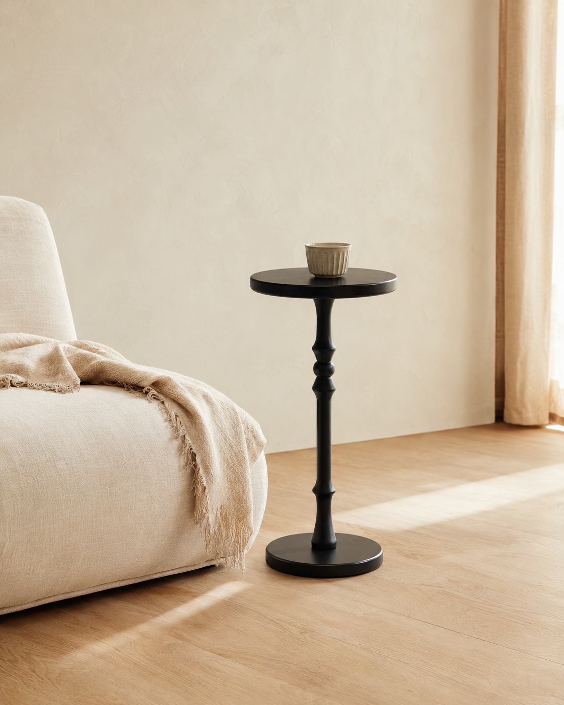 Black Turned Pedestal Drink Table