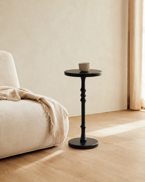 Black Turned Pedestal Drink Table