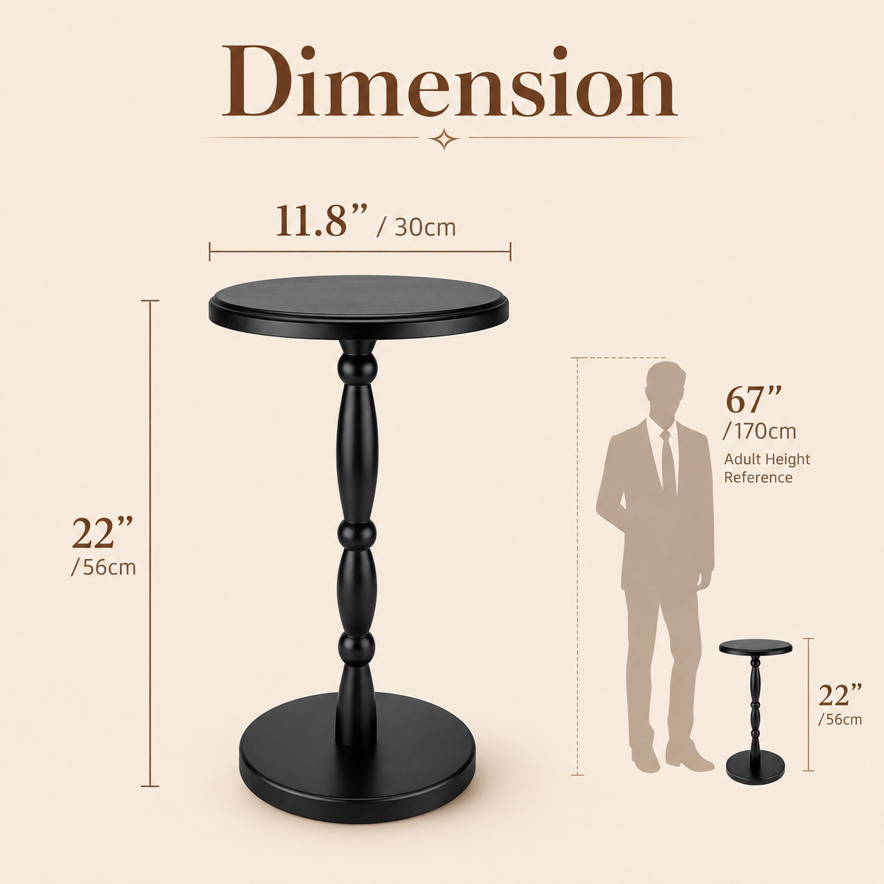 Black Turned Pedestal Drink Table